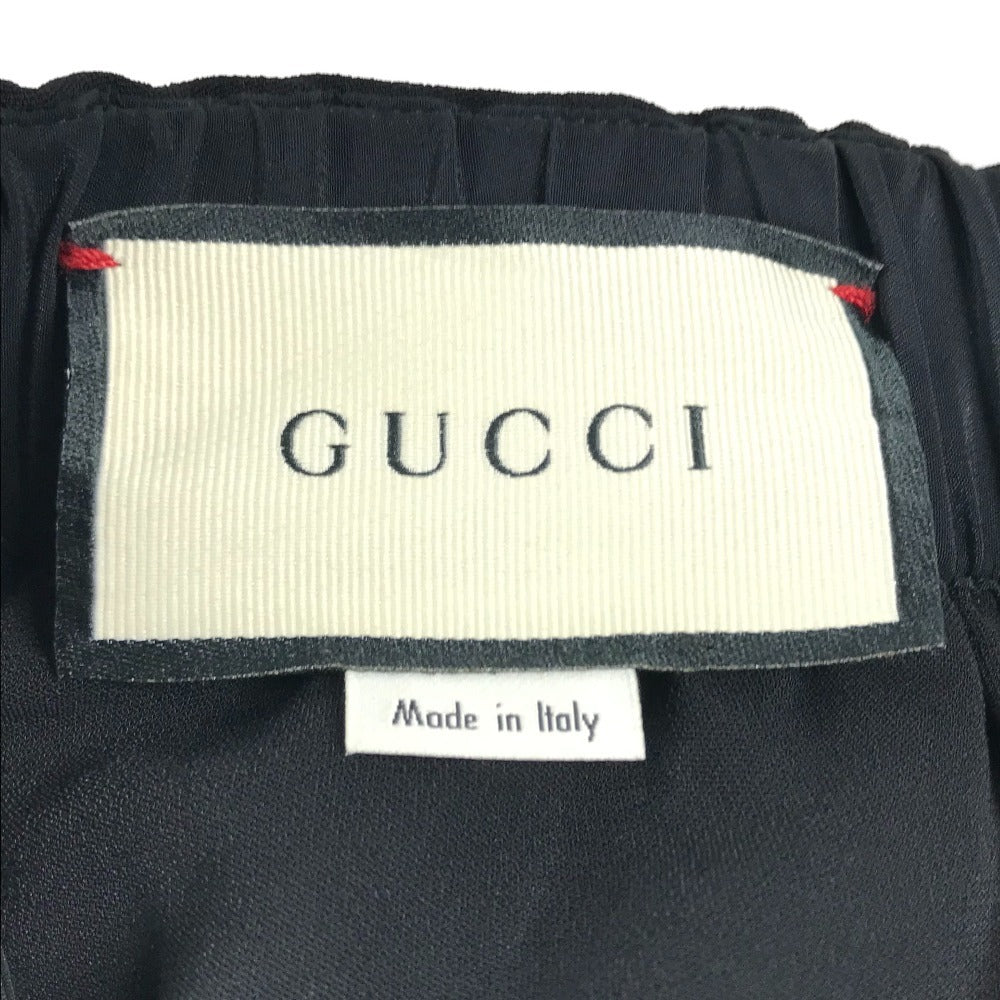 Gucci 577607 Logo Line Pants Bawah Pakaian Pakaian Seluar Wool Wanita Hitam