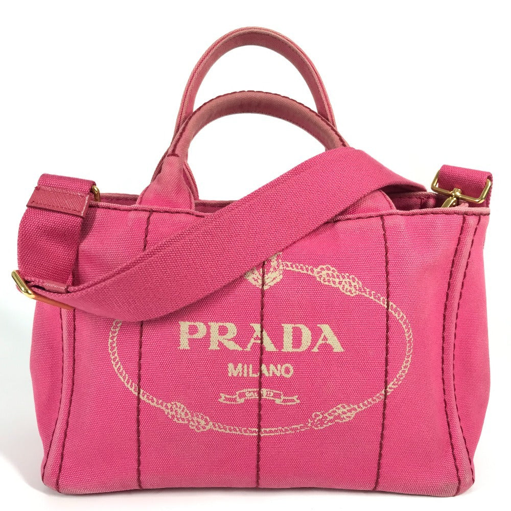 Prada Kanapa Logo Bag Tote Bag 2way Bag Bahu Beg Crossbody Handbag Canvas Ladies Pink
