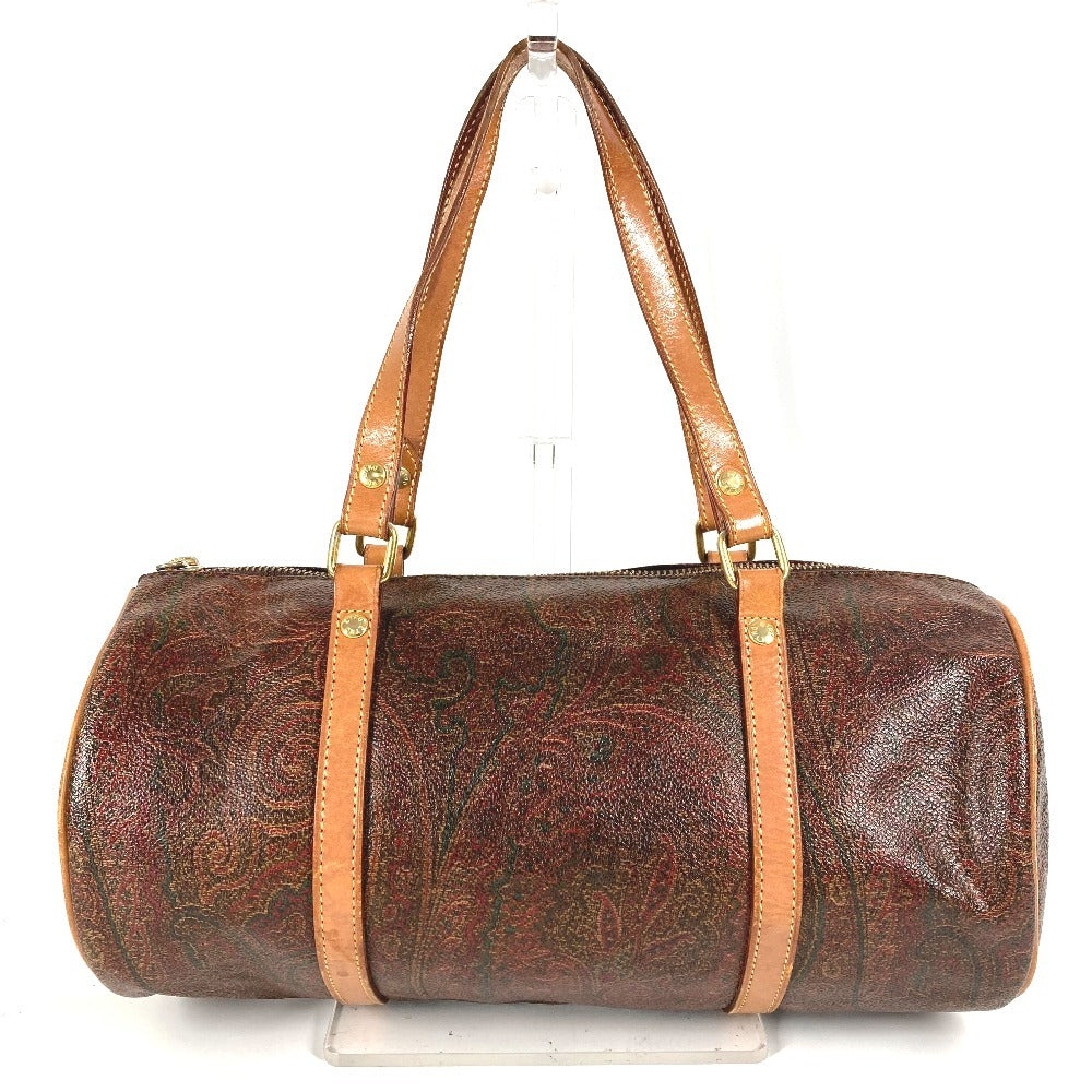 ETRO Paisley Pattern Bag Cylindrical Handbag PVC/Leather Women's Brown