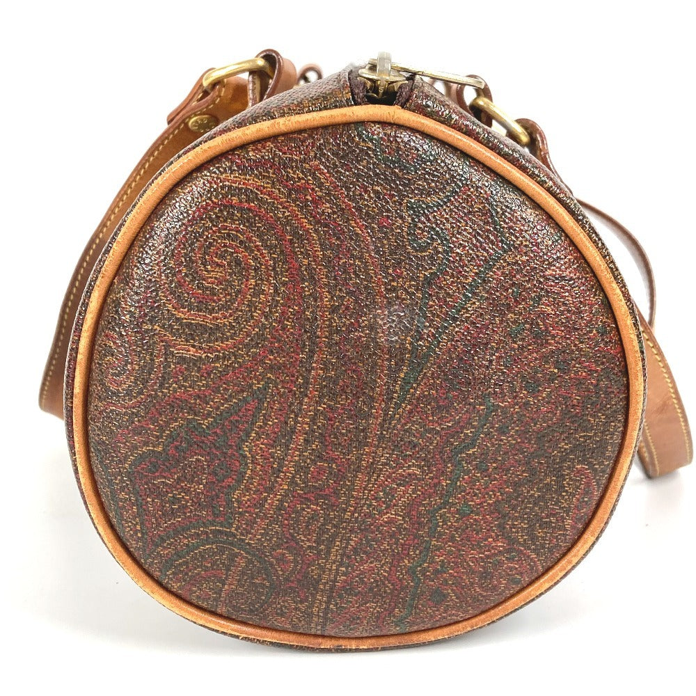 ETRO Paisley Pattern Bag Cylindrical Handbag PVC/Leather Women's Brown