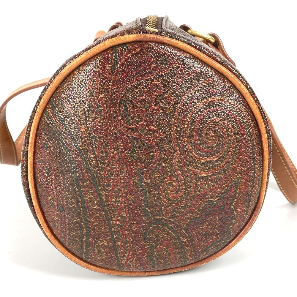 ETRO Paisley Pattern Bag Cylindrical Handbag PVC/Leather Women's Brown