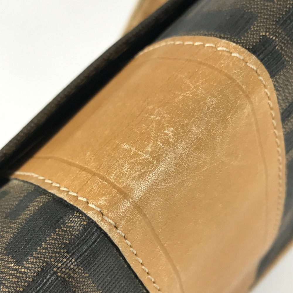 Fendi Vintage Zucca Logo Bag Flap Crossbody Bahu Beg PVC/Kulit Unisex Brown