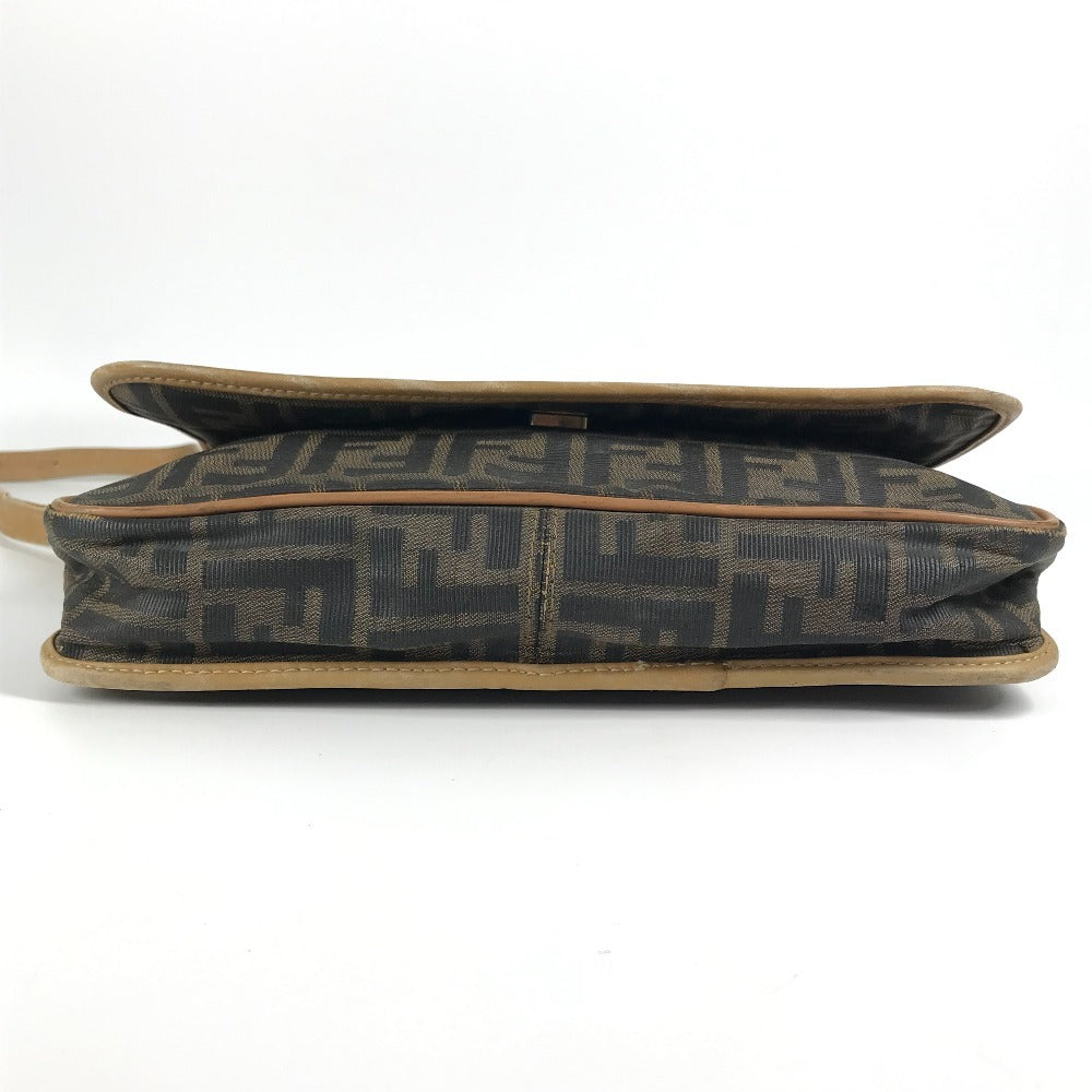 Fendi Vintage Zucca Logo Bag Flap Crossbody Bahu Beg PVC/Kulit Unisex Brown