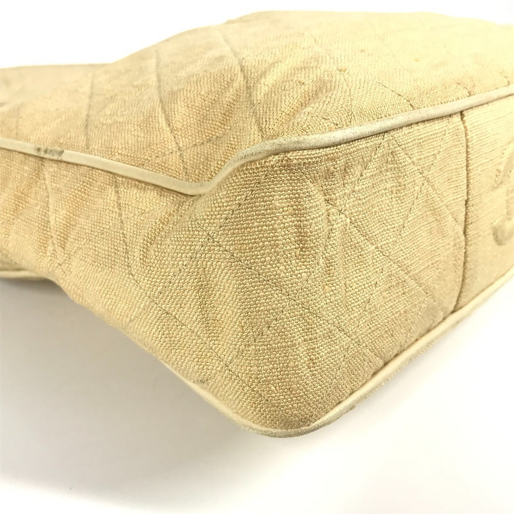 Chanel Vintage Logo Matelasse Quilted Fringe Tassel Bag Crossbody Coco Ball Tassel bahu Beg Kanvas Wanita Beige