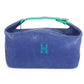 HERMES Brid A Black GM Brid A Black GM Bag Pouch Vanity Bag H Logo Handbag Cotton Women's Blue