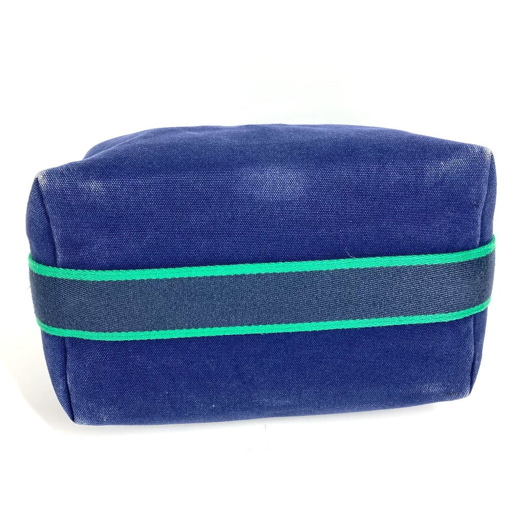 HERMES Brid A Black GM Brid A Black GM Bag Pouch Vanity Bag H Logo Handbag Cotton Women's Blue