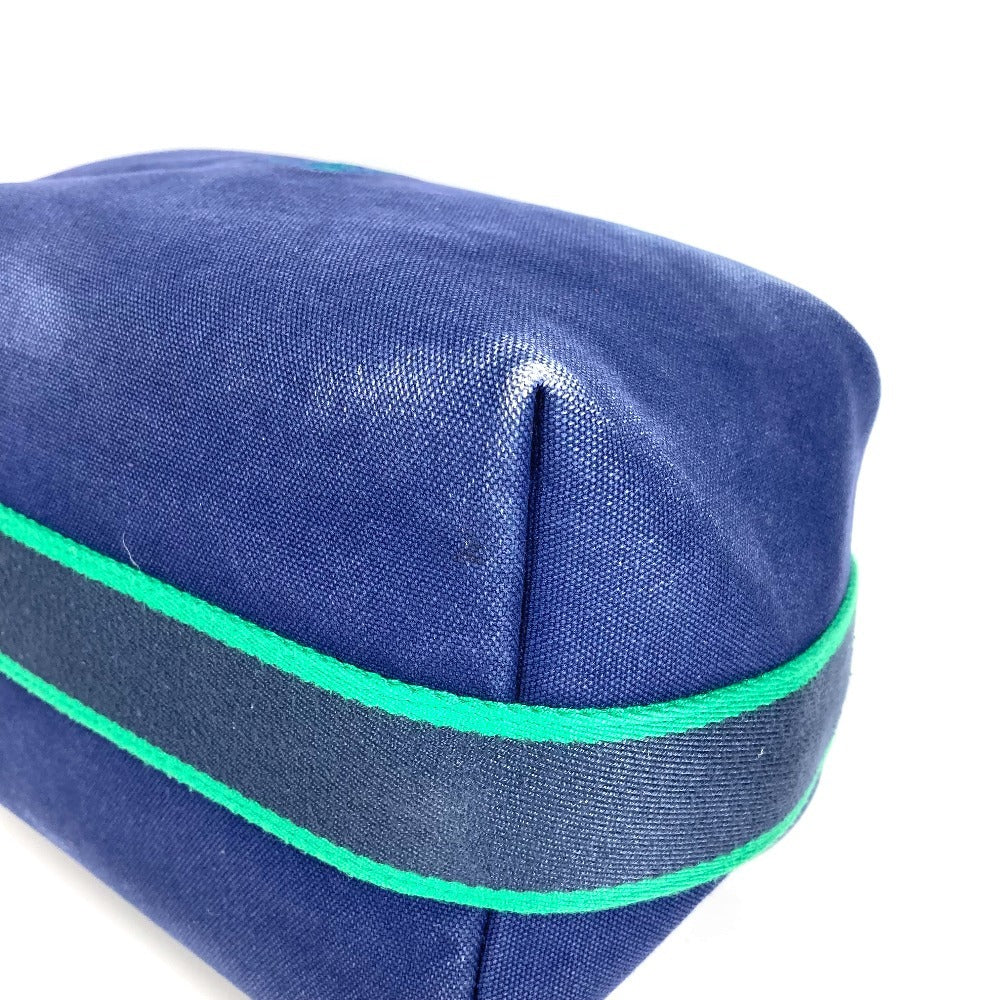 HERMES Brid A Black GM Brid A Black GM Bag Pouch Vanity Bag H Logo Handbag Cotton Women's Blue