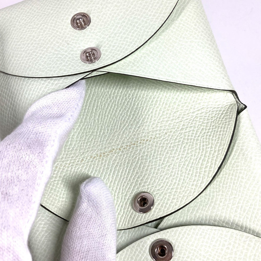 HERMES 二つ折り スリム カルヴィデュオ カードケース 小銭入れ 財布 コインケース エプソン ユニセックス ヴェールフィズ ライトグリーン系