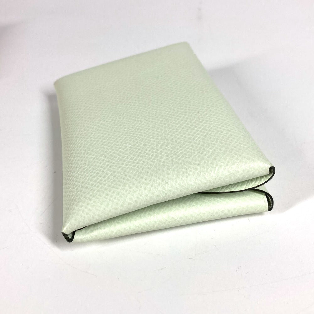 HERMES 二つ折り スリム カルヴィデュオ カードケース 小銭入れ 財布 コインケース エプソン ユニセックス ヴェールフィズ ライトグリーン系