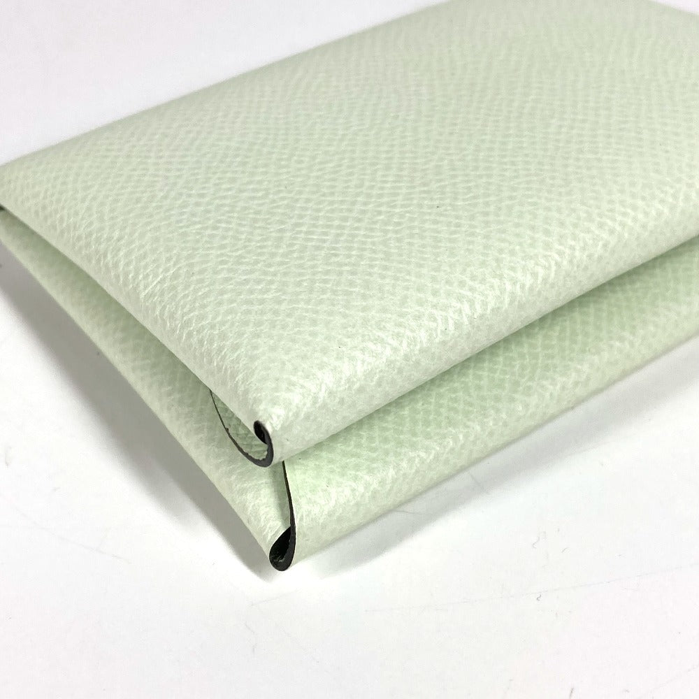 HERMES 二つ折り スリム カルヴィデュオ カードケース 小銭入れ 財布 コインケース エプソン ユニセックス ヴェールフィズ ライトグリーン系