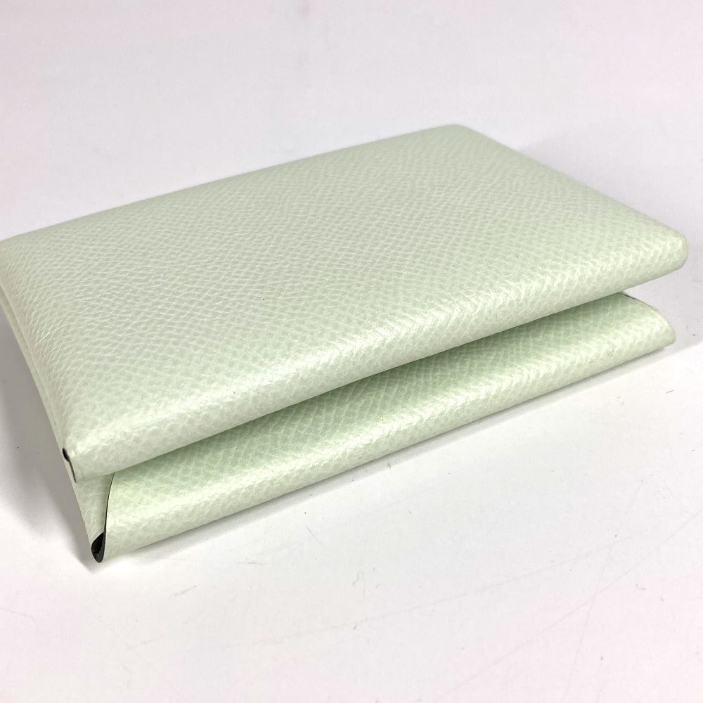 HERMES 二つ折り スリム カルヴィデュオ カードケース 小銭入れ 財布 コインケース エプソン ユニセックス ヴェールフィズ ライトグリーン系
