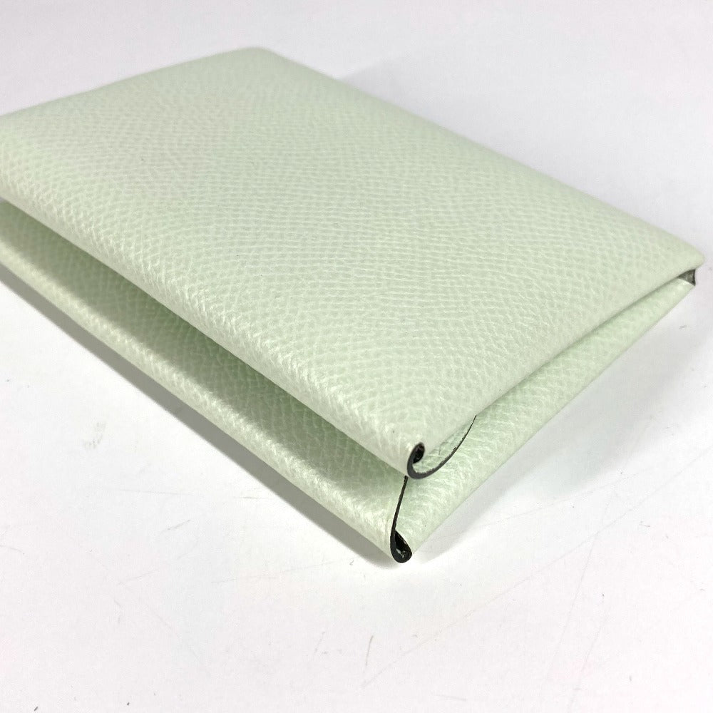 HERMES 二つ折り スリム カルヴィデュオ カードケース 小銭入れ 財布 コインケース エプソン ユニセックス ヴェールフィズ ライトグリーン系