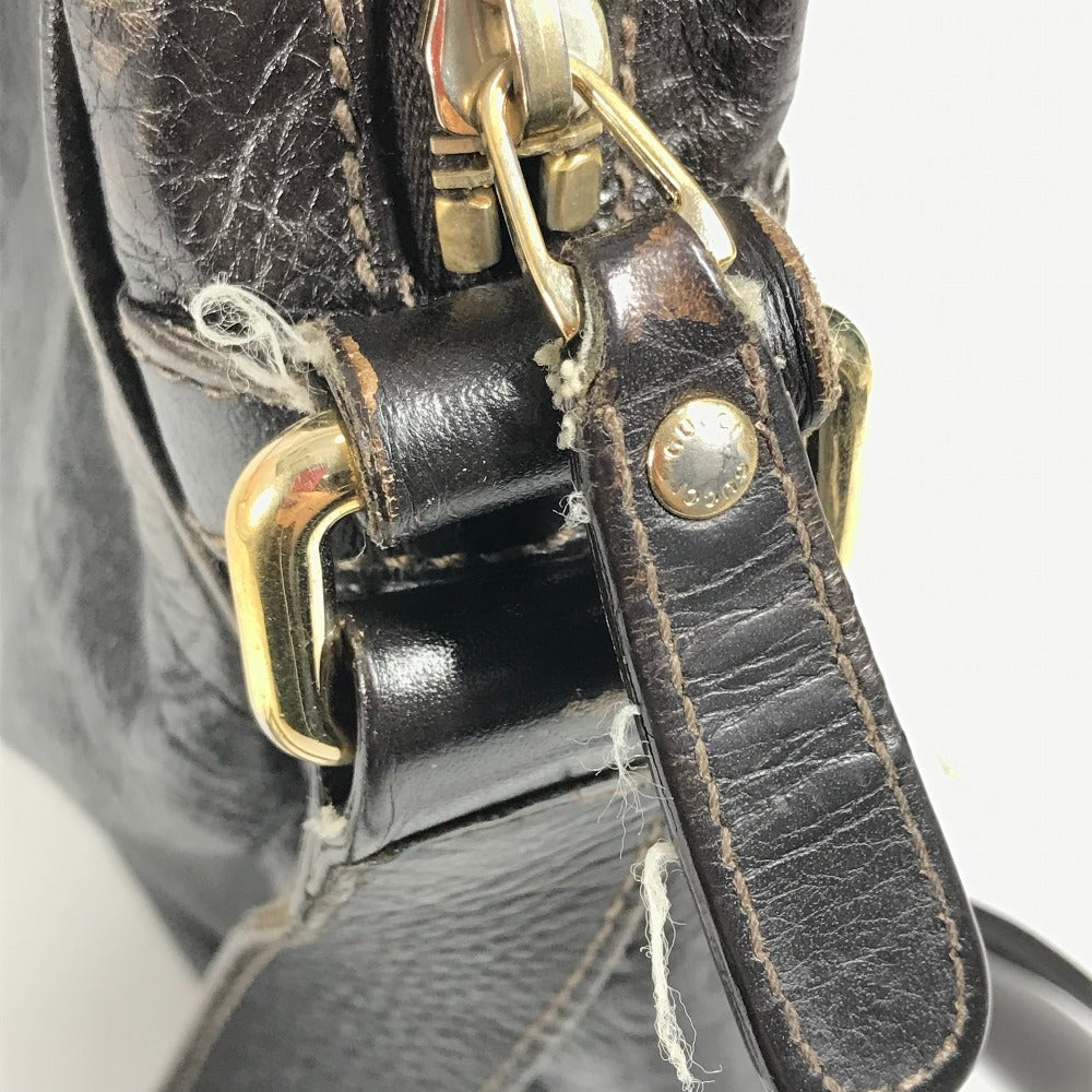 Gucci 201448 Guccisima GG Bag Crossbody Pochette Bahu Beg Shima Kulit Unisex Brown