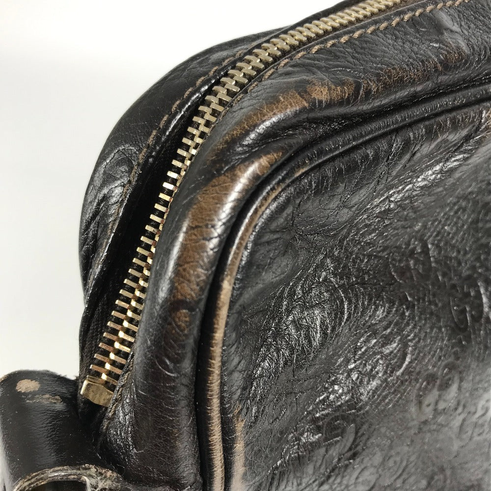 GUCCI 201448 Guccissima GG Shoulder Bag, Crossbody Pochette, Shima Leather, Unisex, Brown