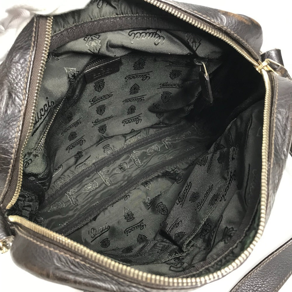 Gucci 201448 Guccisima GG Bag Crossbody Pochette Bahu Beg Shima Kulit Unisex Brown