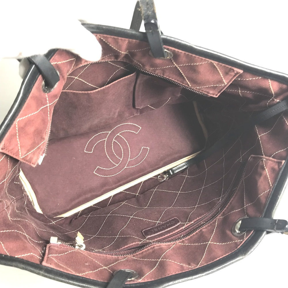 Chanel A92211 di Jalan Matelasse Bicolor Bag Tote Bag Tote Beg Bag Kulit Kulit Ladies Beige