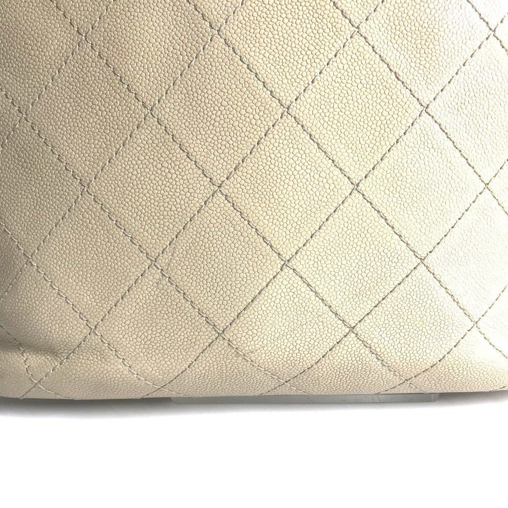 Chanel A92211 di Jalan Matelasse Bicolor Bag Tote Bag Tote Beg Bag Kulit Kulit Ladies Beige
