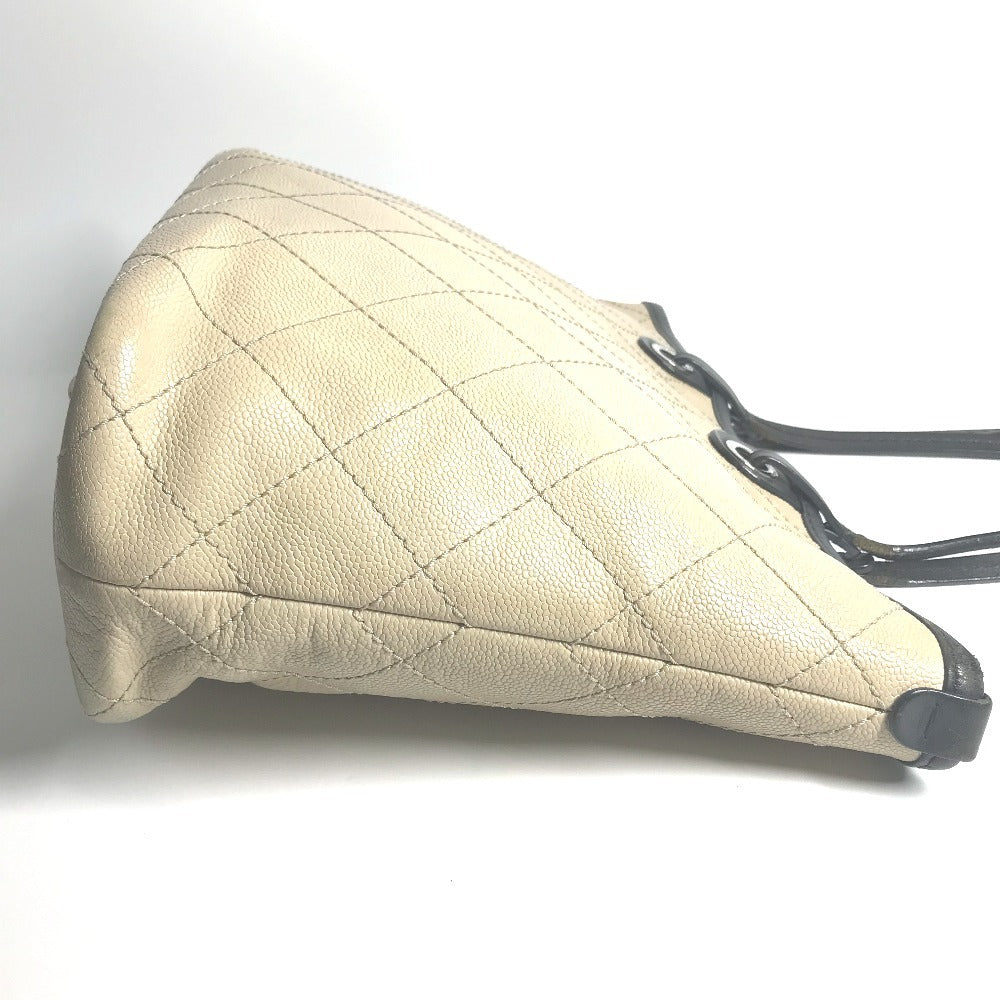 Chanel A92211 di Jalan Matelasse Bicolor Bag Tote Bag Tote Beg Bag Kulit Kulit Ladies Beige
