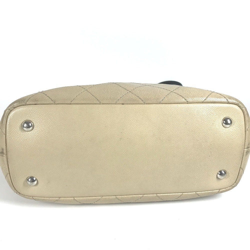 Chanel A92211 di Jalan Matelasse Bicolor Bag Tote Bag Tote Beg Bag Kulit Kulit Ladies Beige