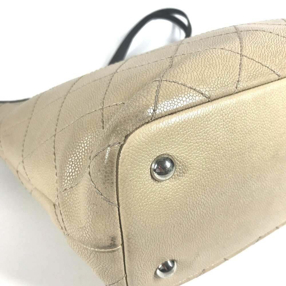 Chanel A92211 di Jalan Matelasse Bicolor Bag Tote Bag Tote Beg Bag Kulit Kulit Ladies Beige