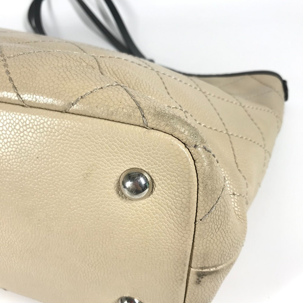 Chanel A92211 di Jalan Matelasse Bicolor Bag Tote Bag Tote Beg Bag Kulit Kulit Ladies Beige