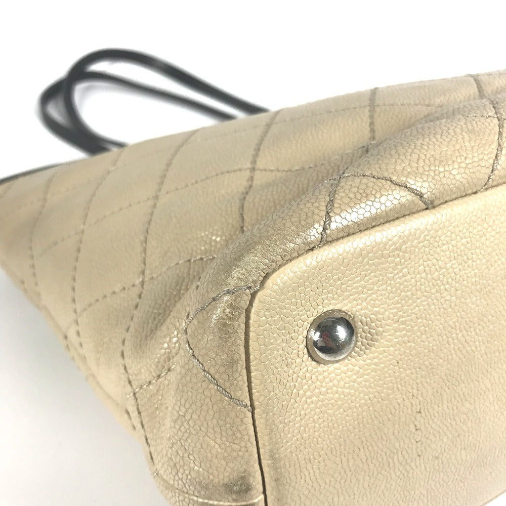 Chanel A92211 di Jalan Matelasse Bicolor Bag Tote Bag Tote Beg Bag Kulit Kulit Ladies Beige