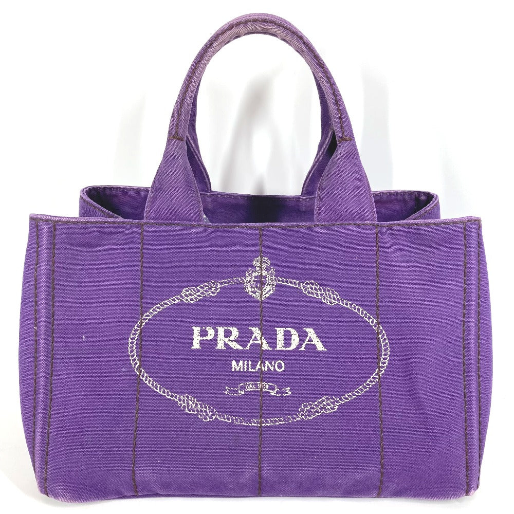 PRADA Logo Canapa Bag Tote Bag Handbag Canvas Unisex Purple