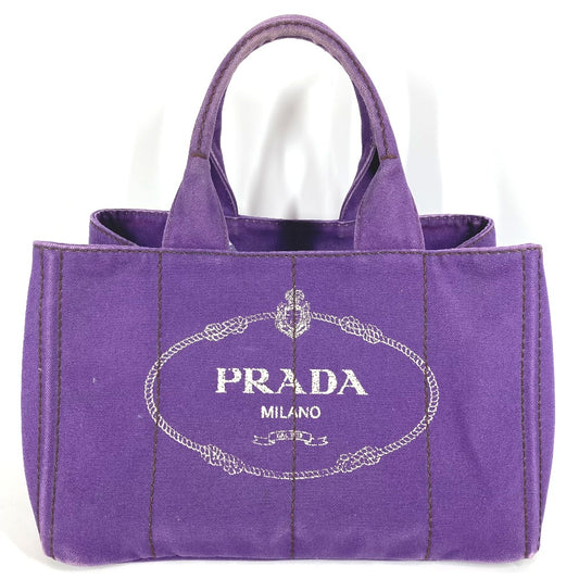 PRADA Logo Canapa Bag Tote Bag Handbag Canvas Unisex Purple