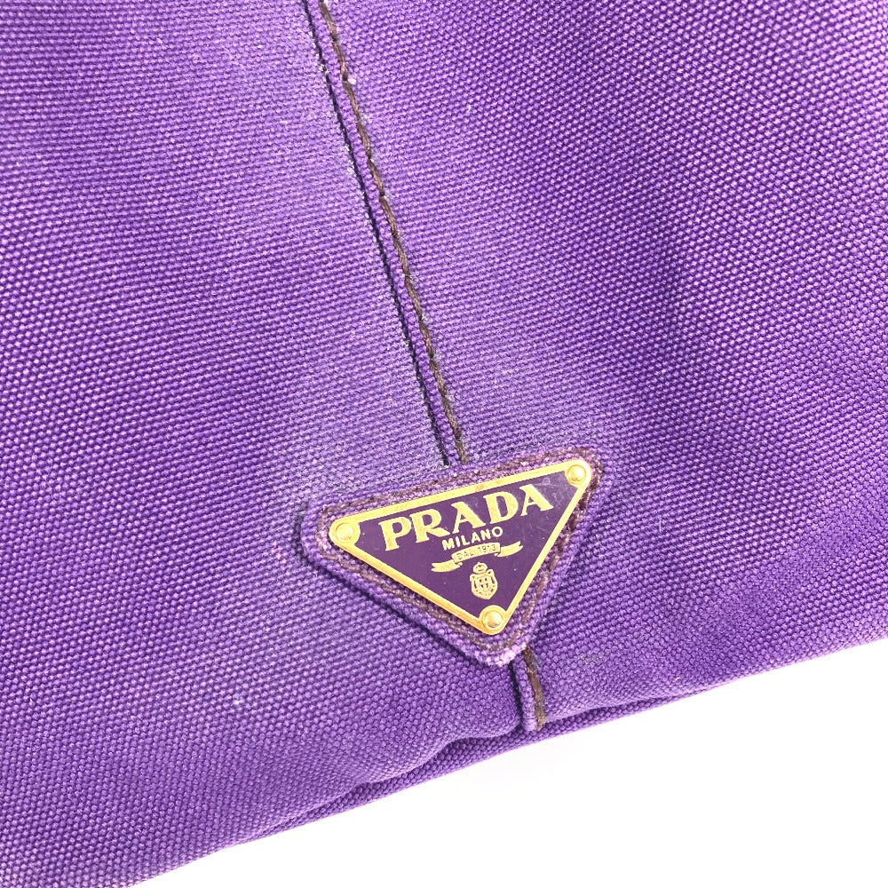 PRADA Logo Canapa Bag Tote Bag Handbag Canvas Unisex Purple