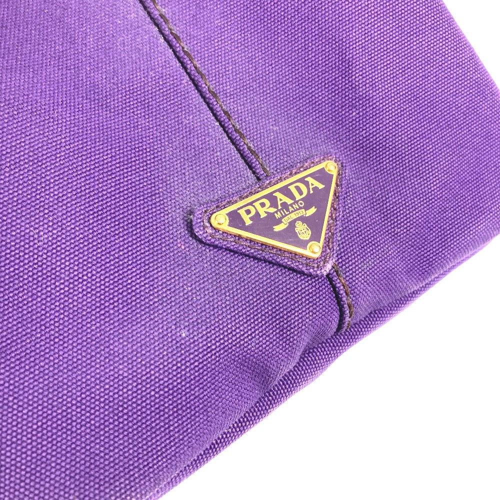 PRADA Logo Canapa Bag Tote Bag Handbag Canvas Unisex Purple