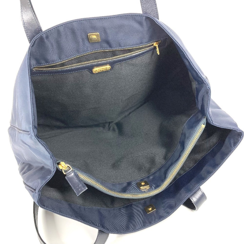 FENDI Vintage FF Logo Extra Large Bag Tote Bag Shoulder Bag Nylon Unisex Navy