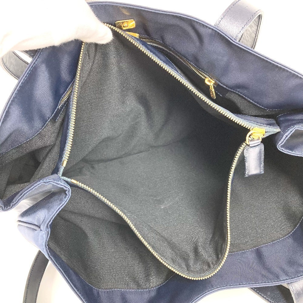 FENDI Vintage FF Logo Extra Large Bag Tote Bag Shoulder Bag Nylon Unisex Navy