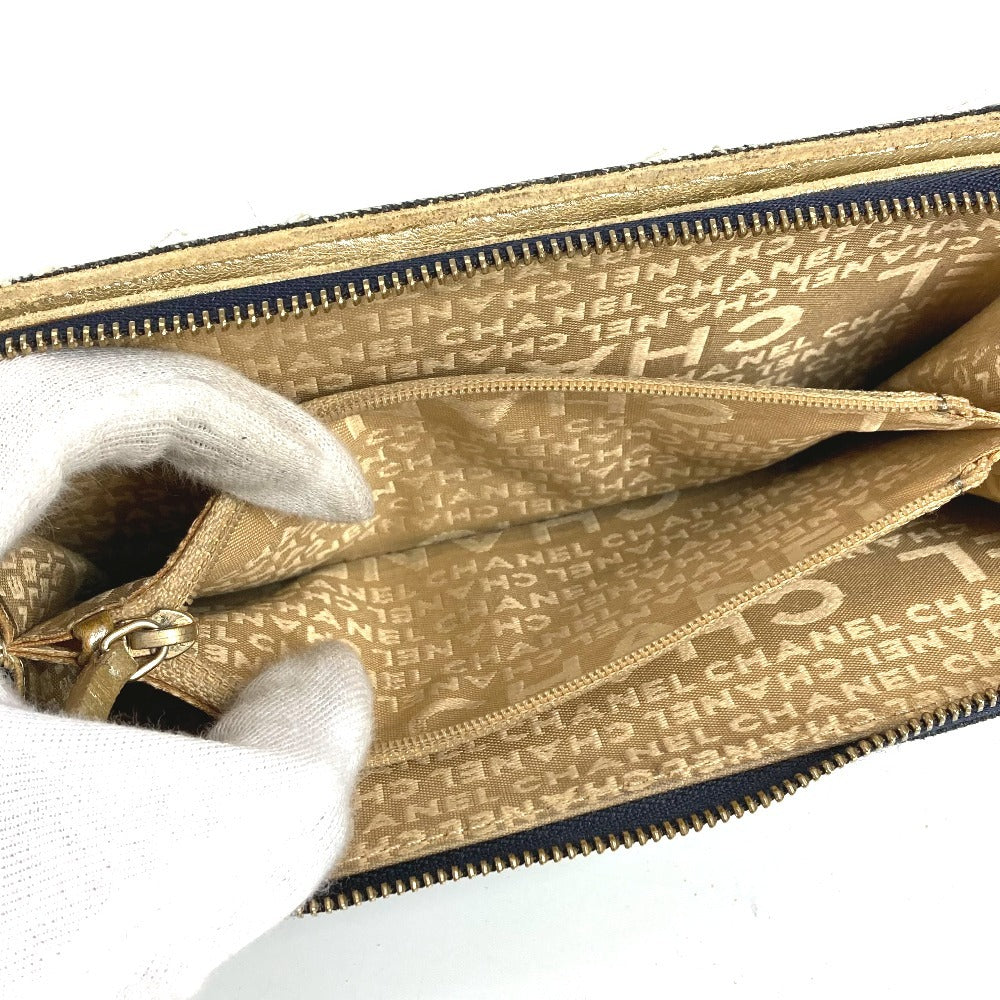CHANEL A31900 スパークリングデニム CC ココマーク ロゴ ロングウォレット ラウンドファスナー 長財布 デニム レディース ブルー
