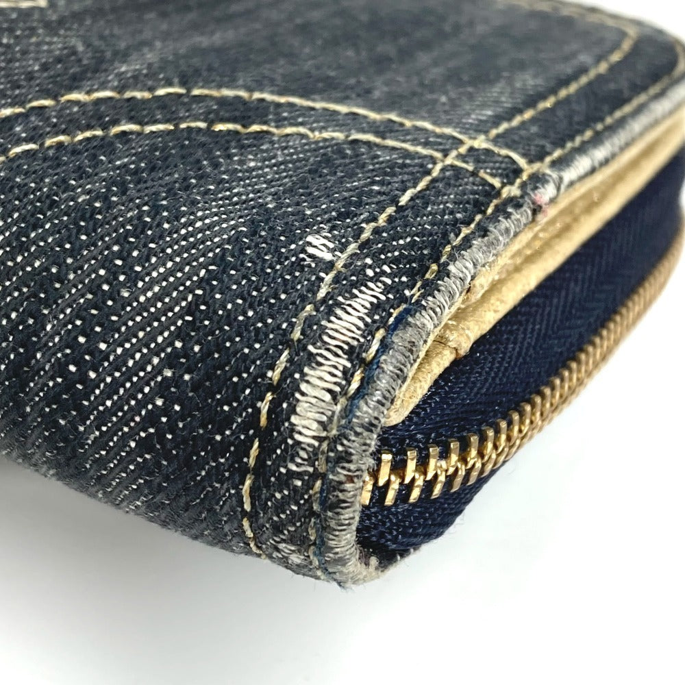 CHANEL A31900 スパークリングデニム CC ココマーク ロゴ ロングウォレット ラウンドファスナー 長財布 デニム レディース ブルー