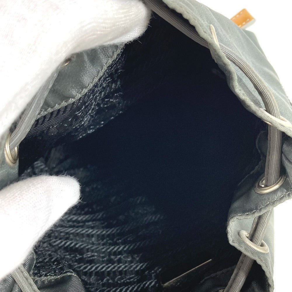 PRADA Triangle Logo Triangle Logo Plate Bag Mini Bag Pouch Drawstring Handbag Leather/Nylon Unisex Gray