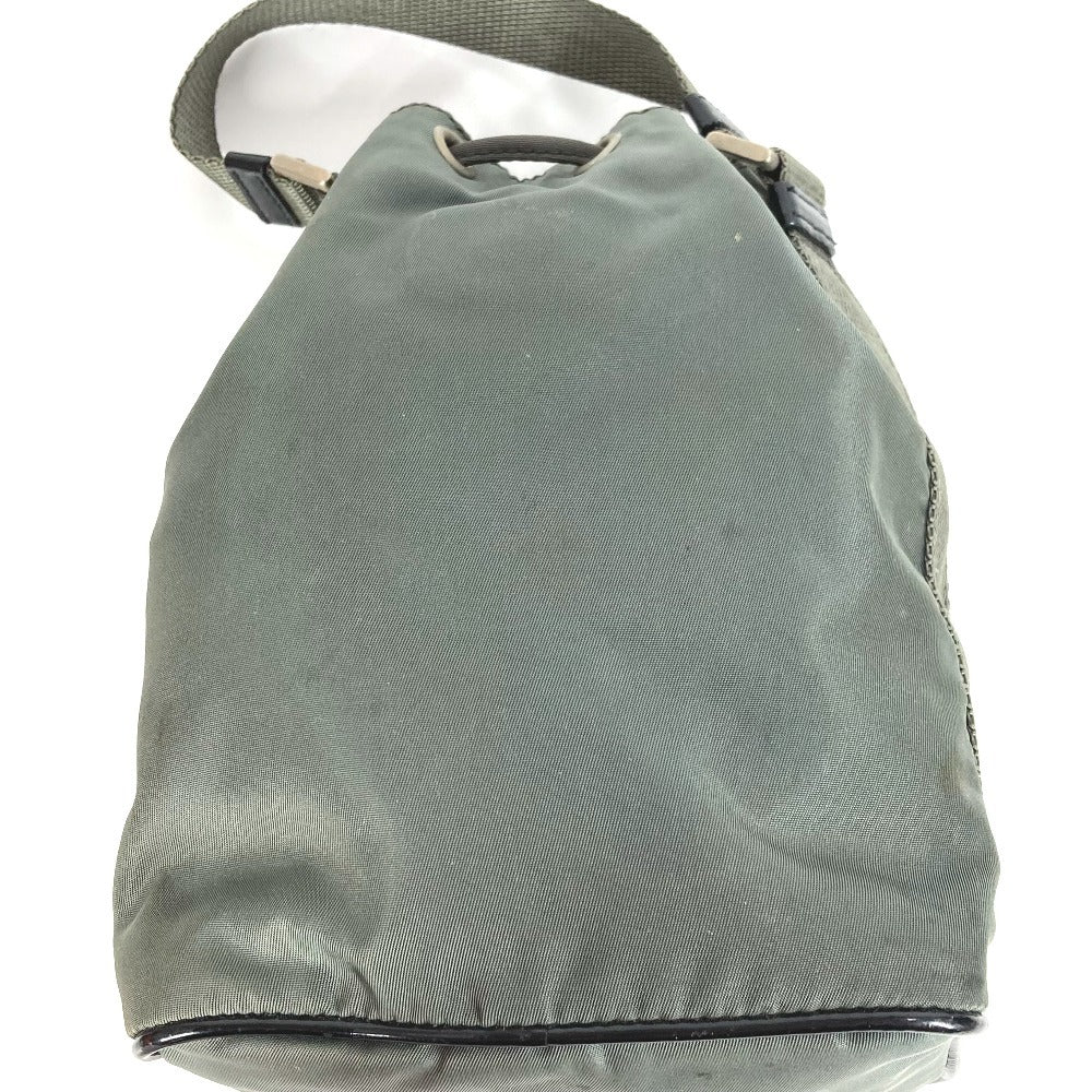 PRADA Triangle Logo Triangle Logo Plate Bag Mini Bag Pouch Drawstring Handbag Leather/Nylon Unisex Gray