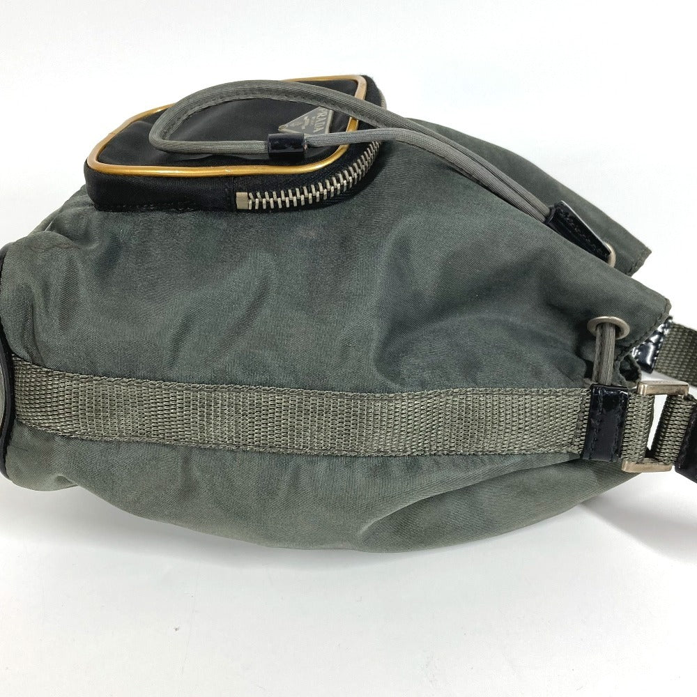 PRADA Triangle Logo Triangle Logo Plate Bag Mini Bag Pouch Drawstring Handbag Leather/Nylon Unisex Gray