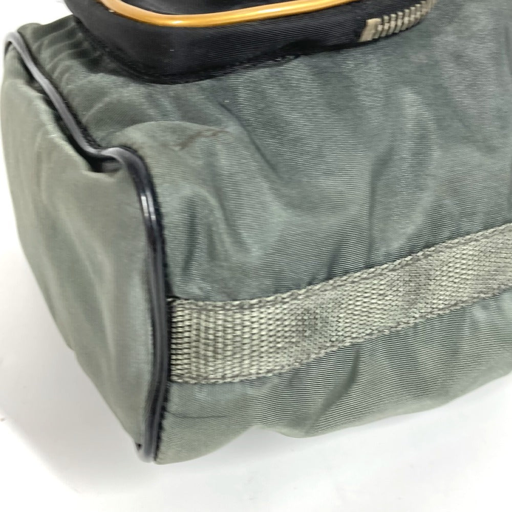 PRADA Triangle Logo Triangle Logo Plate Bag Mini Bag Pouch Drawstring Handbag Leather/Nylon Unisex Gray