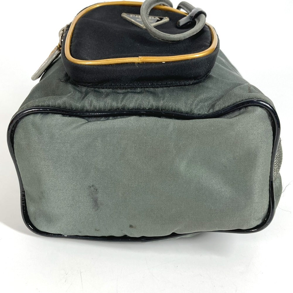 PRADA Triangle Logo Triangle Logo Plate Bag Mini Bag Pouch Drawstring Handbag Leather/Nylon Unisex Gray