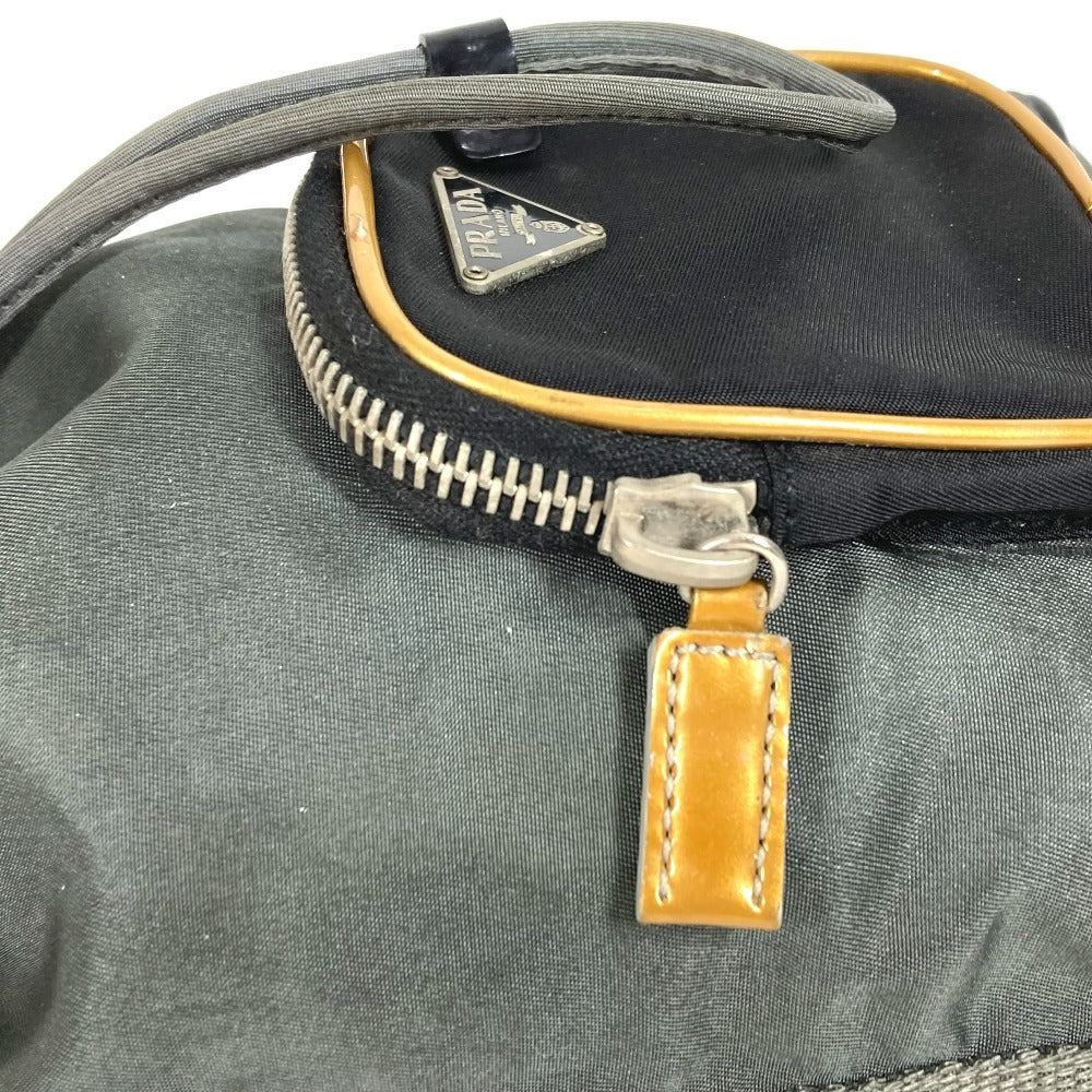 PRADA Triangle Logo Triangle Logo Plate Bag Mini Bag Pouch Drawstring Handbag Leather/Nylon Unisex Gray