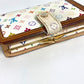 LOUIS VUITTON M92987 Monogram Multicolor Portefeuille Viennois Clasp Bifold Wallet Monogram Multicolor Canvas Women's Bronze White