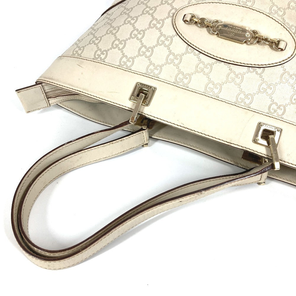 GUCCI 145993 GG Guccisima Logo Bag Tote Bag Shoulder Bag Shima Leather Unisex Off-White