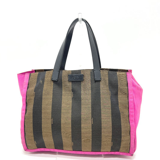 FENDI 8BH252 ポーチ付き ロゴ ペカン トートバッグ 肩掛け カバン バッグ ハンドバッグ キャンバス レディース ブラウン