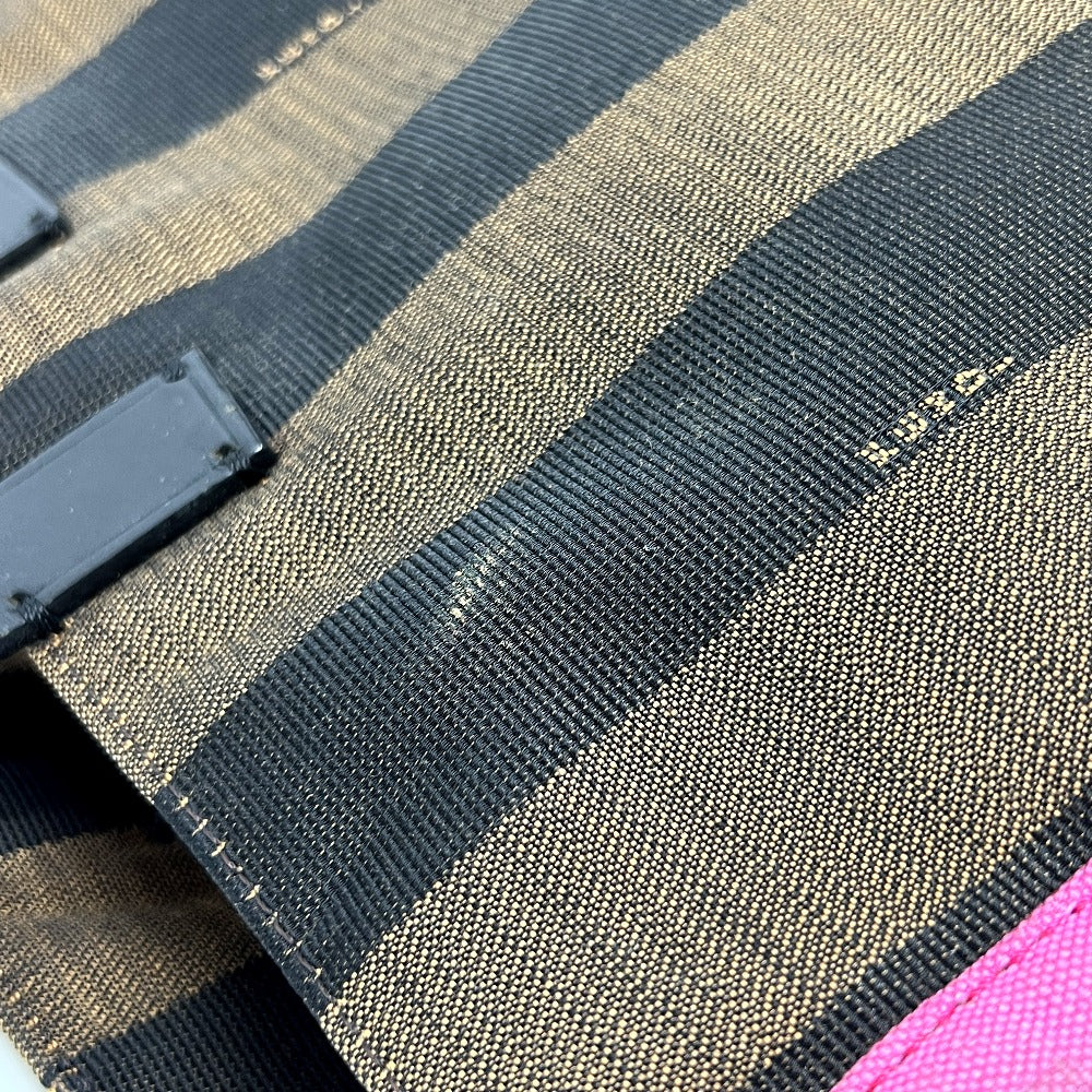 FENDI 8BH252 ポーチ付き ロゴ ペカン トートバッグ 肩掛け カバン バッグ ハンドバッグ キャンバス レディース ブラウン