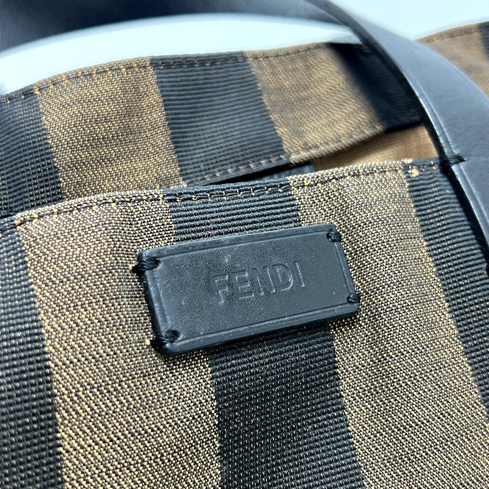 FENDI 8BH252 ポーチ付き ロゴ ペカン トートバッグ 肩掛け カバン バッグ ハンドバッグ キャンバス レディース ブラウン