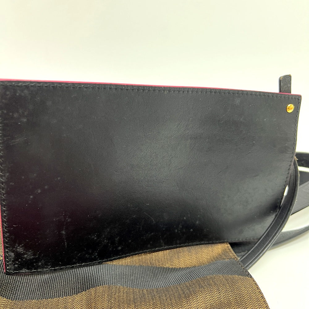 FENDI 8BH252 ポーチ付き ロゴ ペカン トートバッグ 肩掛け カバン バッグ ハンドバッグ キャンバス レディース ブラウン