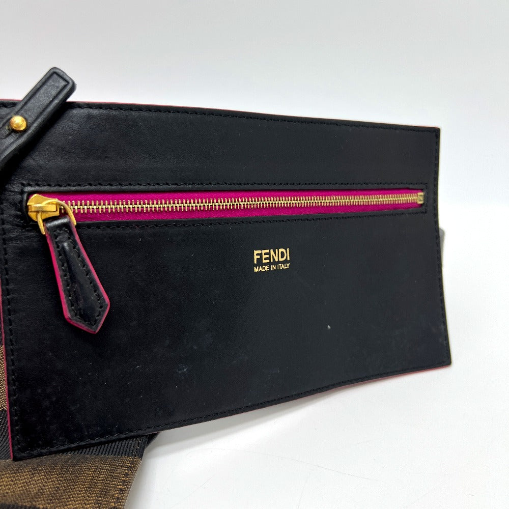 FENDI 8BH252 ポーチ付き ロゴ ペカン トートバッグ 肩掛け カバン バッグ ハンドバッグ キャンバス レディース ブラウン