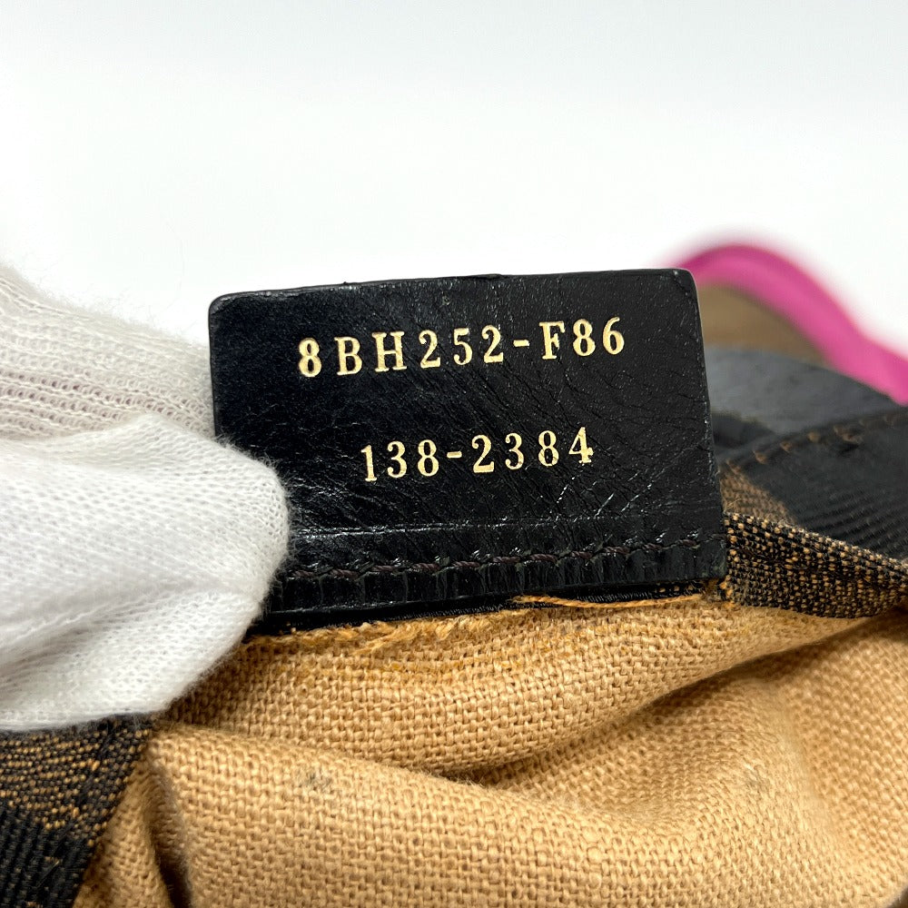 FENDI 8BH252 ポーチ付き ロゴ ペカン トートバッグ 肩掛け カバン バッグ ハンドバッグ キャンバス レディース ブラウン