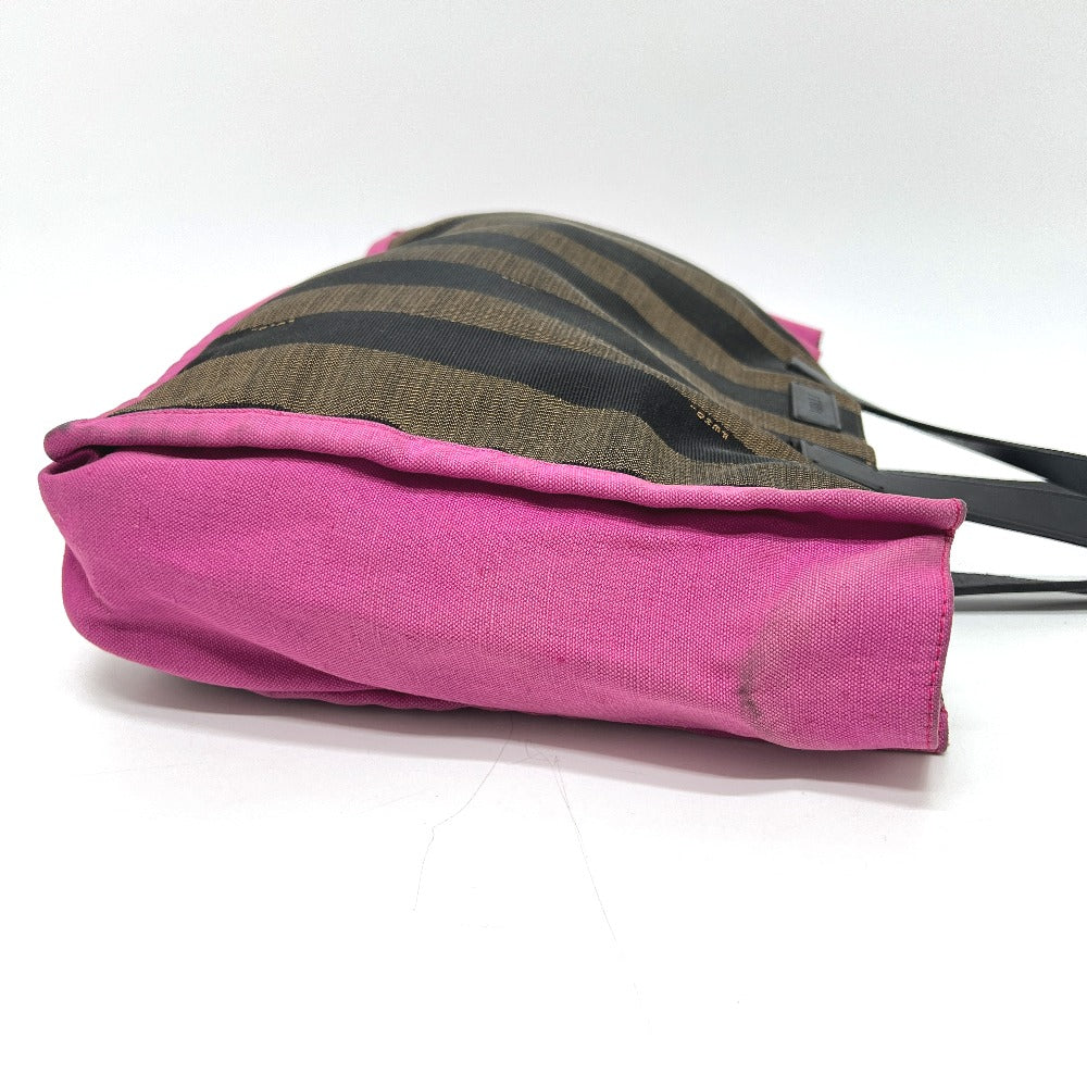 FENDI 8BH252 ポーチ付き ロゴ ペカン トートバッグ 肩掛け カバン バッグ ハンドバッグ キャンバス レディース ブラウン