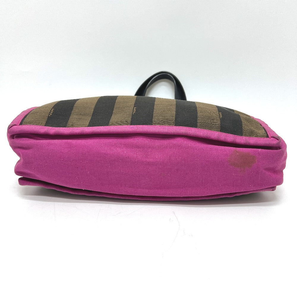 FENDI 8BH252 ポーチ付き ロゴ ペカン トートバッグ 肩掛け カバン バッグ ハンドバッグ キャンバス レディース ブラウン